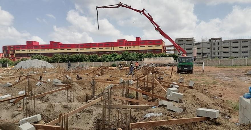 Aerial view of Amba Gardens estate construction Accra
